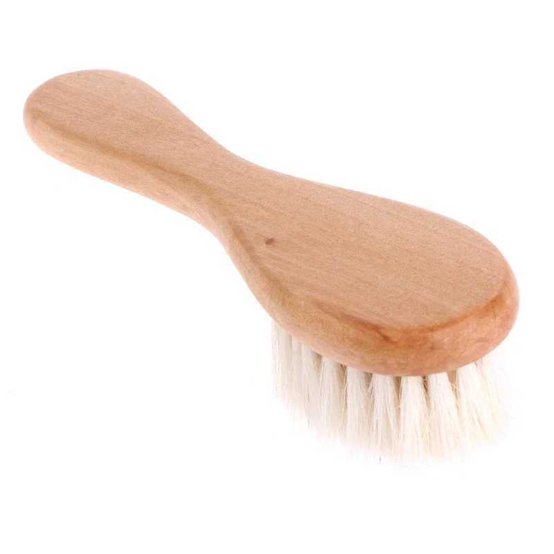 Baby wooden brush comb beech soft wool newborn comb used for head massager baby cleaning shower pure natural brush baby care W241112
