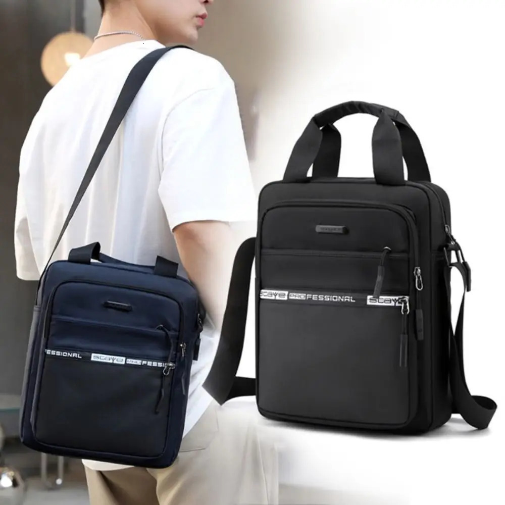 Mens Business Shoulder Bag Fashion Casual Solid Color Large Capacity High Quality Oxford Cloth Waterproof Multifunctional 241111