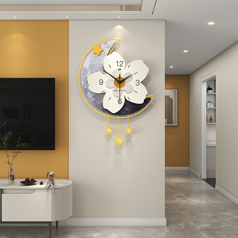 Modern Simple Wall Clock Living Room Home Flower Wall Clock Art Creative Stylish Digital Silent Large Reloj De Pared Home Decor