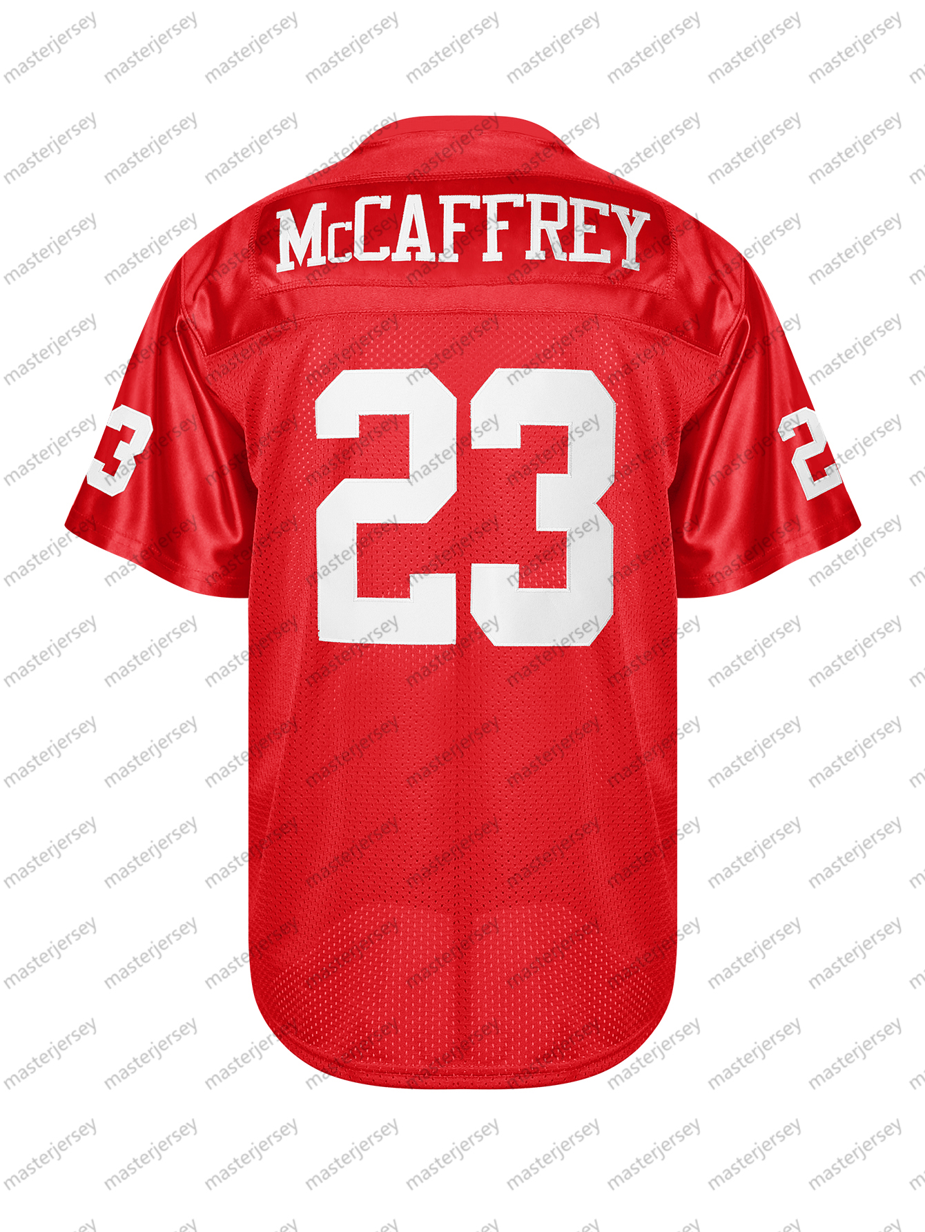 #23 McCAFFREY Comfy V-Neck Football Jerseys Men Mesh Embroidery For Training And Competition Breathable Moisture-Wicking Short Sleeve Top for Active J