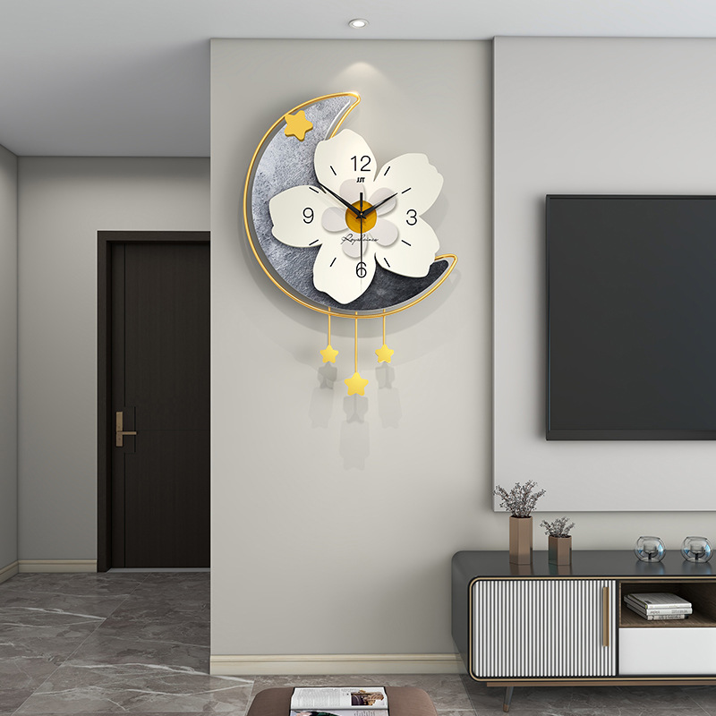 Modern Simple Wall Clock Living Room Home Flower Wall Clock Art Creative Stylish Digital Silent Large Reloj De Pared Home Decor