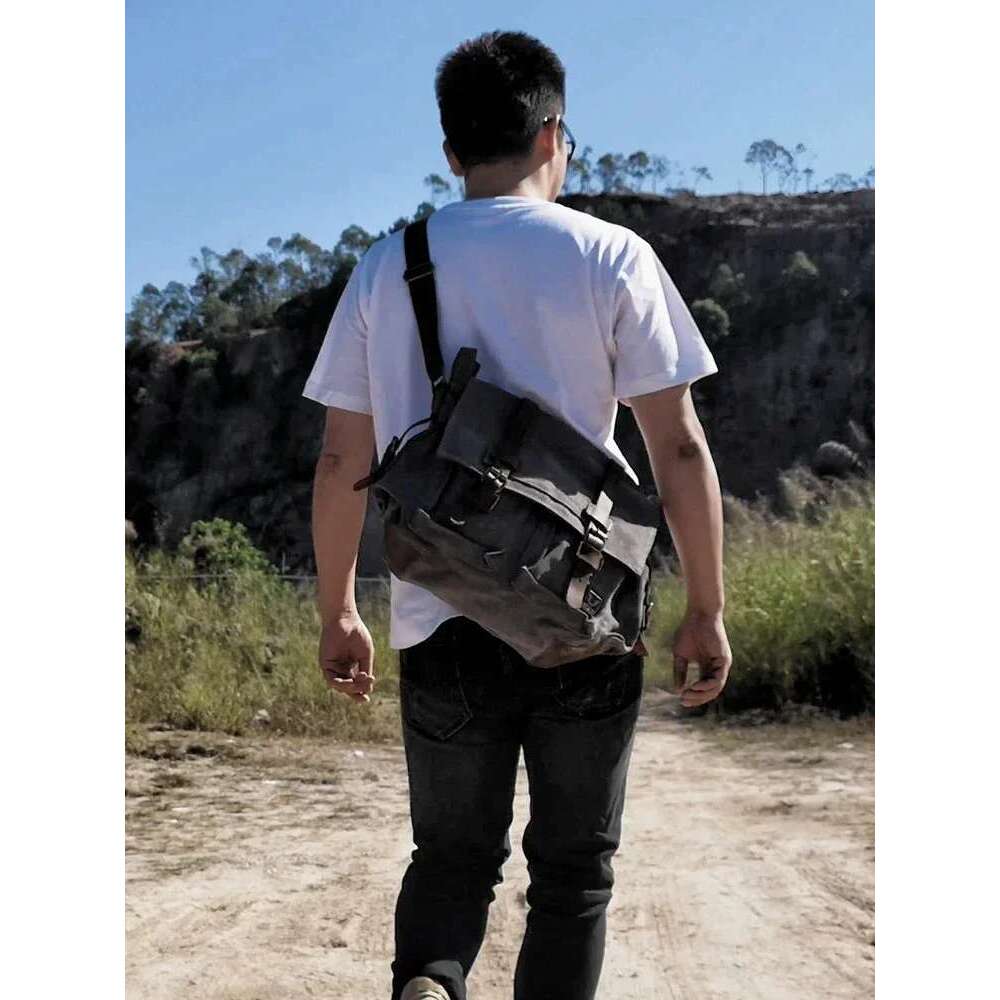 Canvas Leather Men Messenger Big Satchel Shoulder Bags Male Laptop Briefcase Travel Handbag