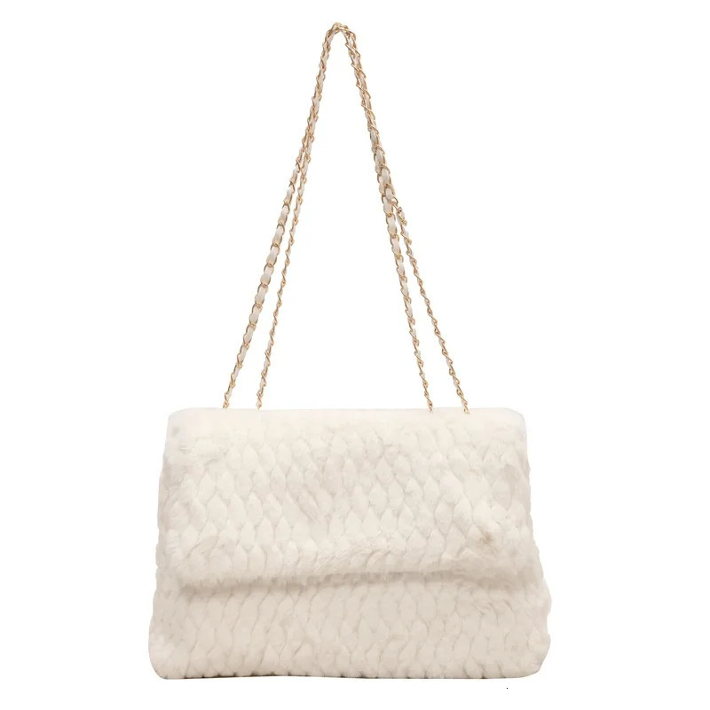 Large Capacity Fashionable and Foreign Winter Plush Bag Simple European and American Shoulder Messenger Bag Womens Handbag 241111