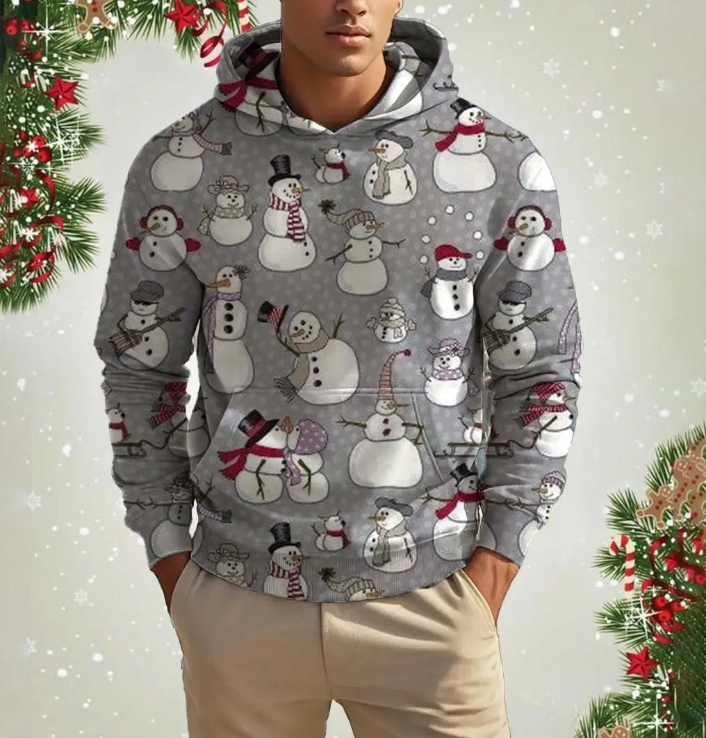 Mens Clothing 3D Printed Christmas themed pattern Hoodie Streetwear Oversized Pullover Autumn 241111
