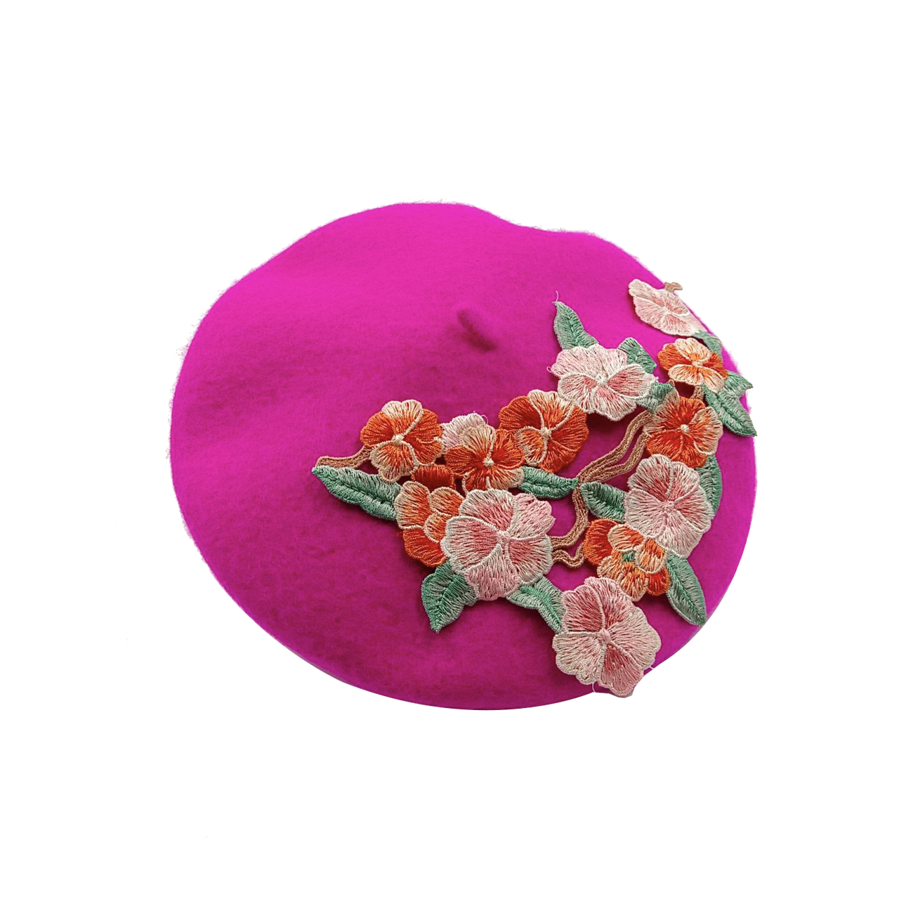 Embroidered Decal Beret 2023 Autumn/Winter New Korean Fruit Pumpkin Hat Cute Soft Girl Little Leaf Painter Hat Woolen Beret 1cca6