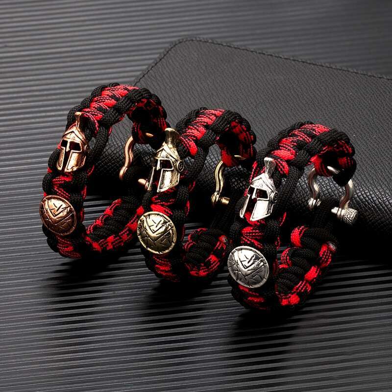 ENDN Creative Design Spartan Warrior Helmet Horseshoe Buckle Survival Vikings Accessories Handmade Paracord Bracelet