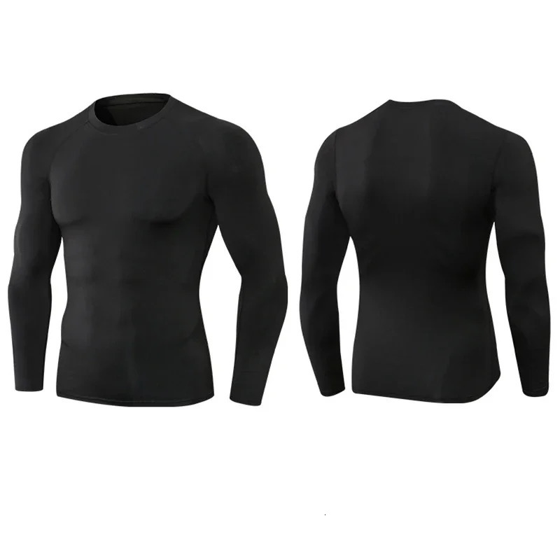 Autumn Running T-shirts Mens Quick Dry O-neck Long Sleeve Compression Shirt PRO Tight Sportswear Gym Clothing Fitness T Shirts 241112
