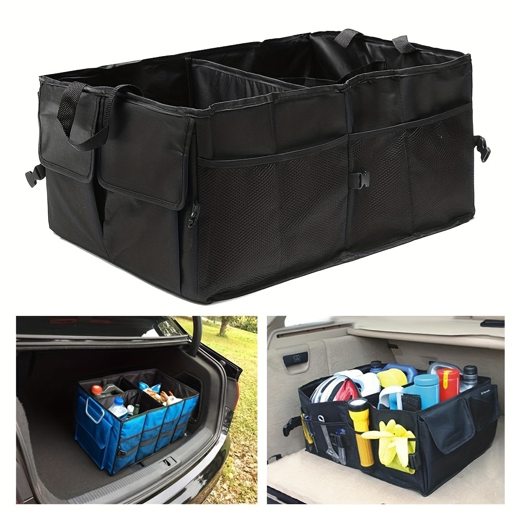 Car Trunk Organizer Black Oxford Cloth Multi-Purpose Clutter Trunk Storage Box with Handle Multi-Compartment Foldable e98b4
