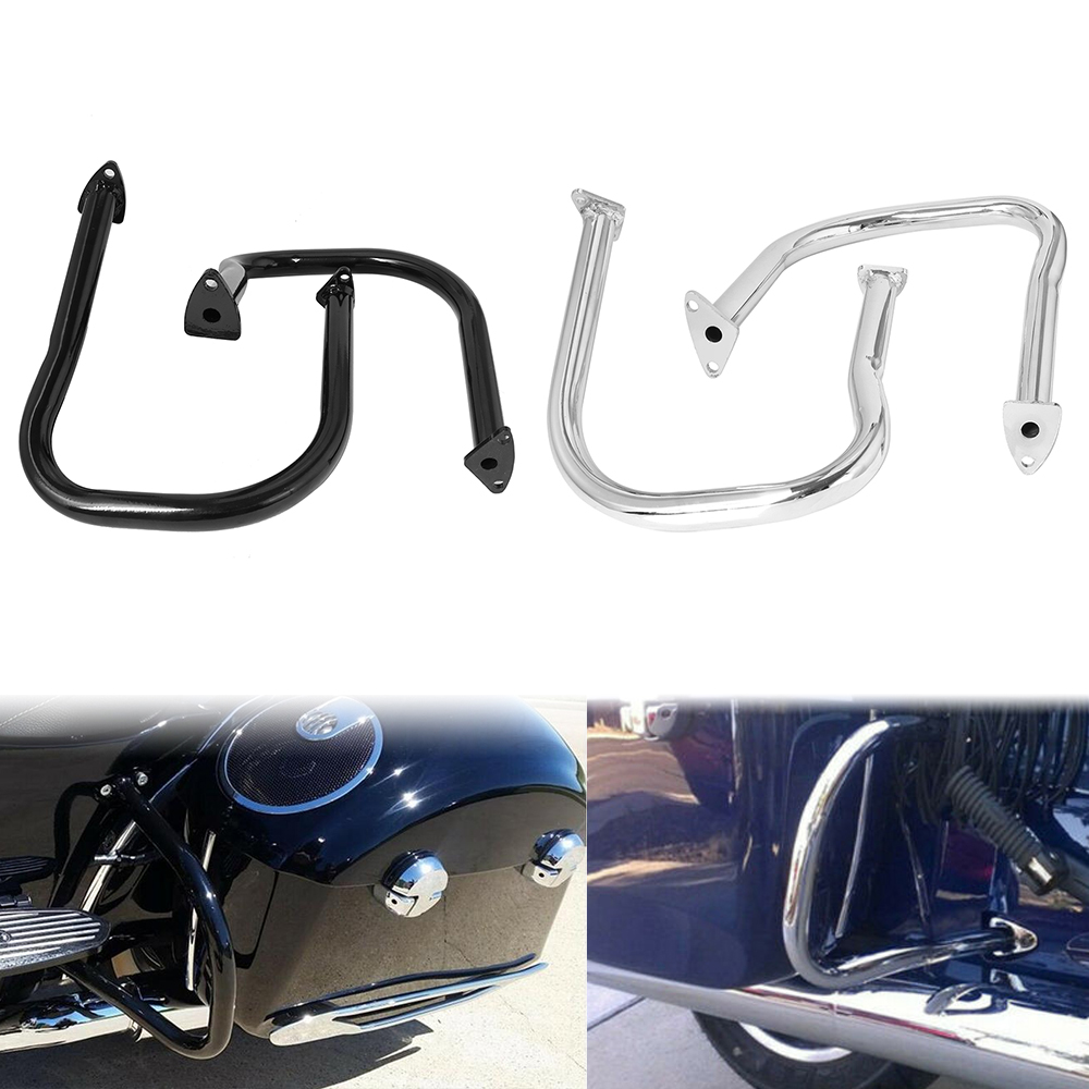 Black/ Chrome Motorcycle Rear Highway Bars Saddlebag Rail Guard Bumper For Indian Chief Vintage Chieftain 14-19 Roadmaster