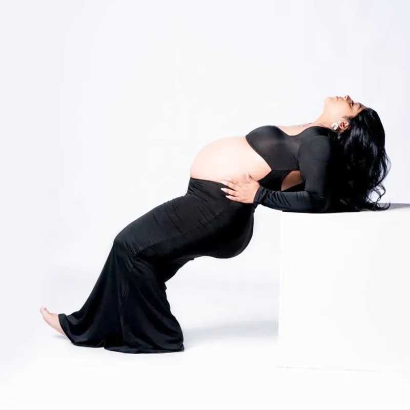 Maternity Dresses New Maternity Women Dress Sexy Cut Out Front Open Backless Maxi Dress Wedding Party Photography Pregnant Women Clothes 24412