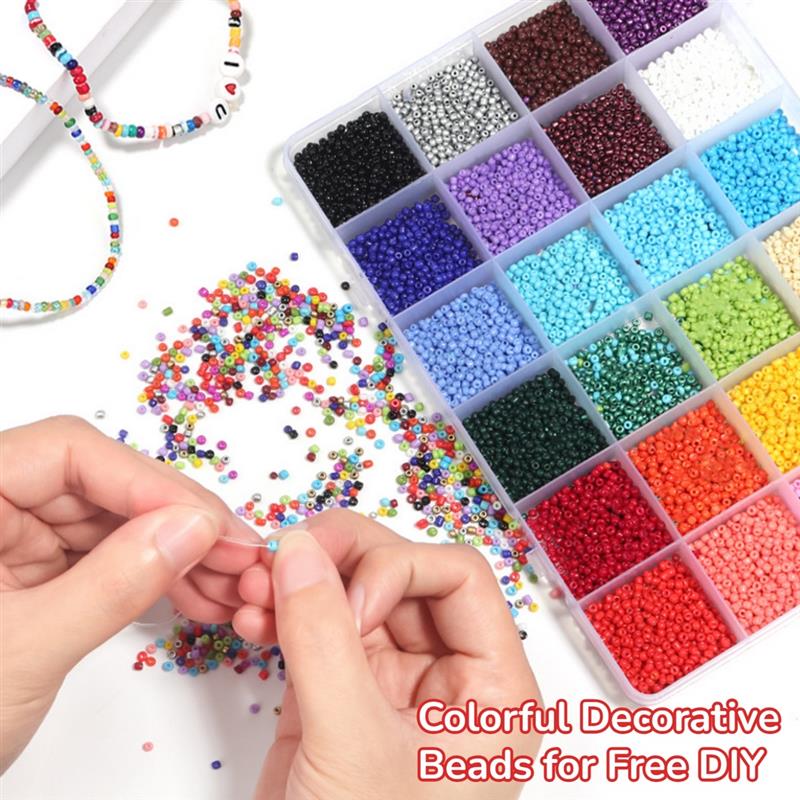 Round Size Glass Seed Beads With Beading Kit 7800 Pcs Beads In Box 24 Multicolor Seed Beads For Jewelry Making About 325 Pcs 569ba