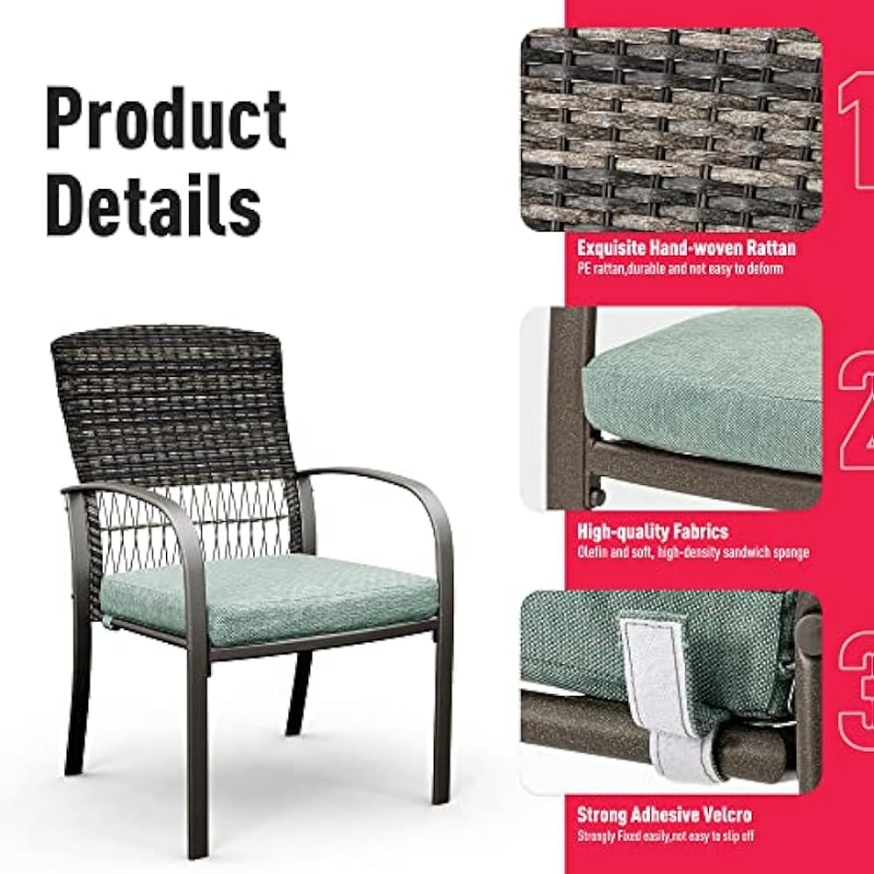 Pamapic Patio 5 Piece, Garden Dining Set, Outdoor Wicker Furniture Set with Square Plastic-Wood Table Top