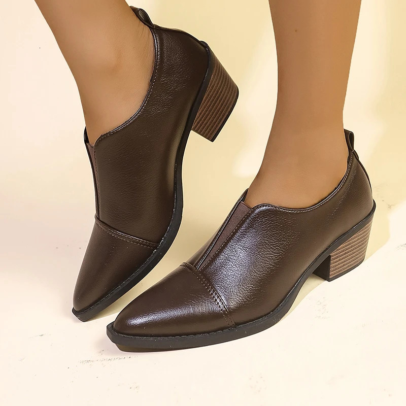 Women Flats Autumn Soft Work Flat Shoes Women Mid Heels Pointed Toe Slip on Sneakers Women British Style Mary Jane Shoes 241112