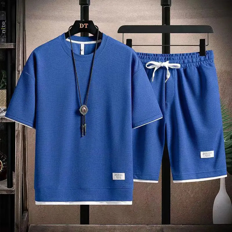 Shirtsshort summer fashion elastic waist Sportswear Mens Casual Sets Male Fashions shorts and shirt men size M-5XL TZ06 240412