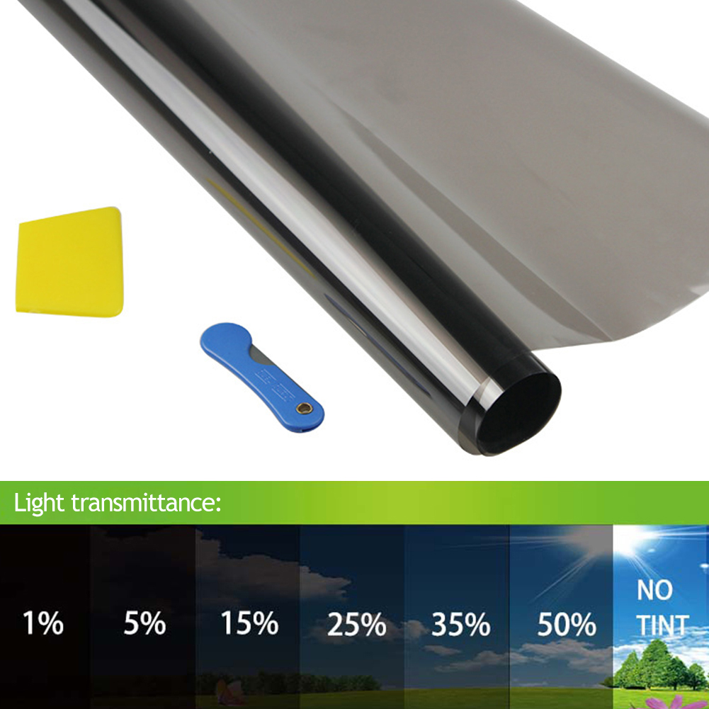 6M x50CM VLT Black Car Window Foils Tinting Film Roll with Tube Package Auto Home Window Glass Solar UV Protector Sticker Films 1288a