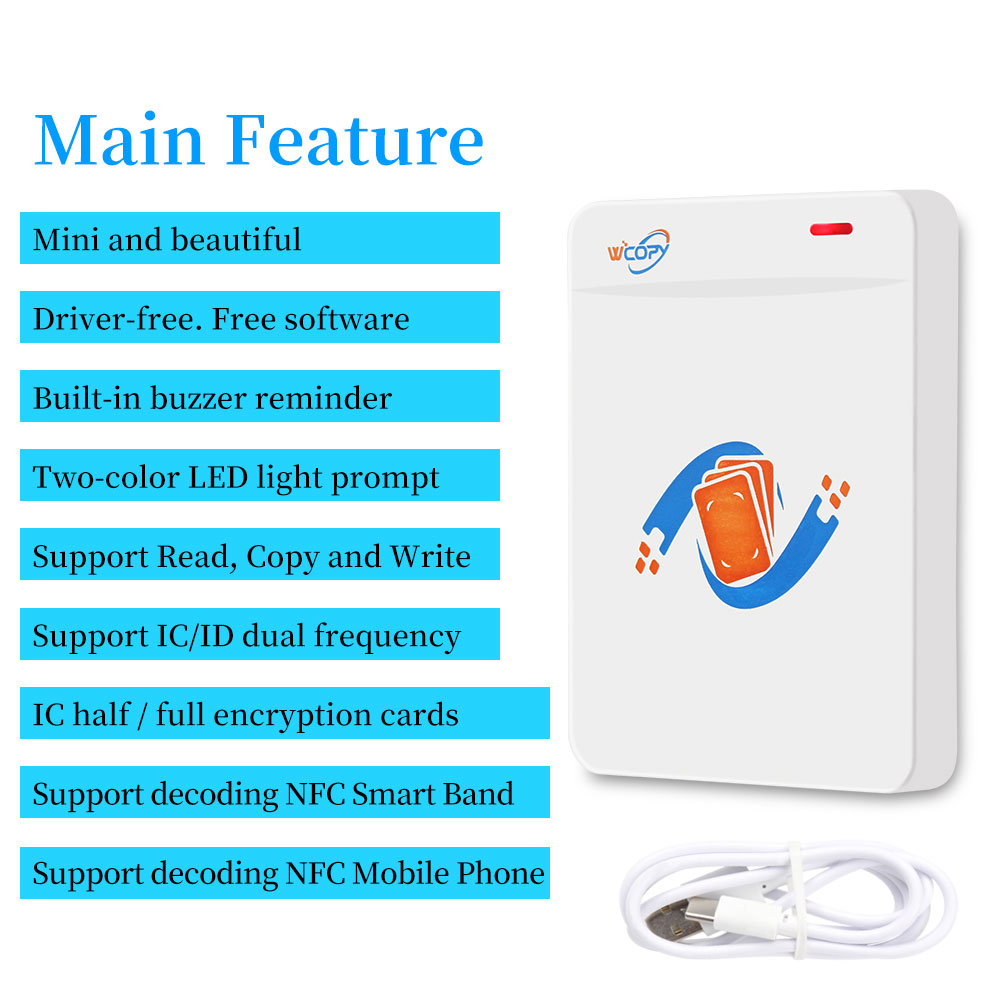 YiToo RFID Reader Writer Smart Card Duplicator Copier Encrypted Card Decoder Support NFC Ntag Phone Wristband 125KHz 13.56MHz