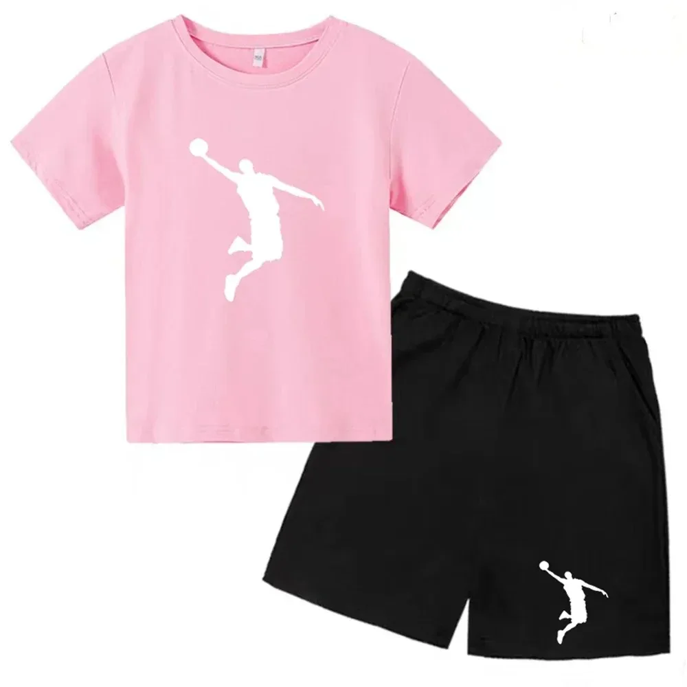 Boys Girls Children's T-shirt Set Summer Kids Tshirts +Shorts Sports Short Sleeve Casual Wear 4-14 Year Old Children's Clothing