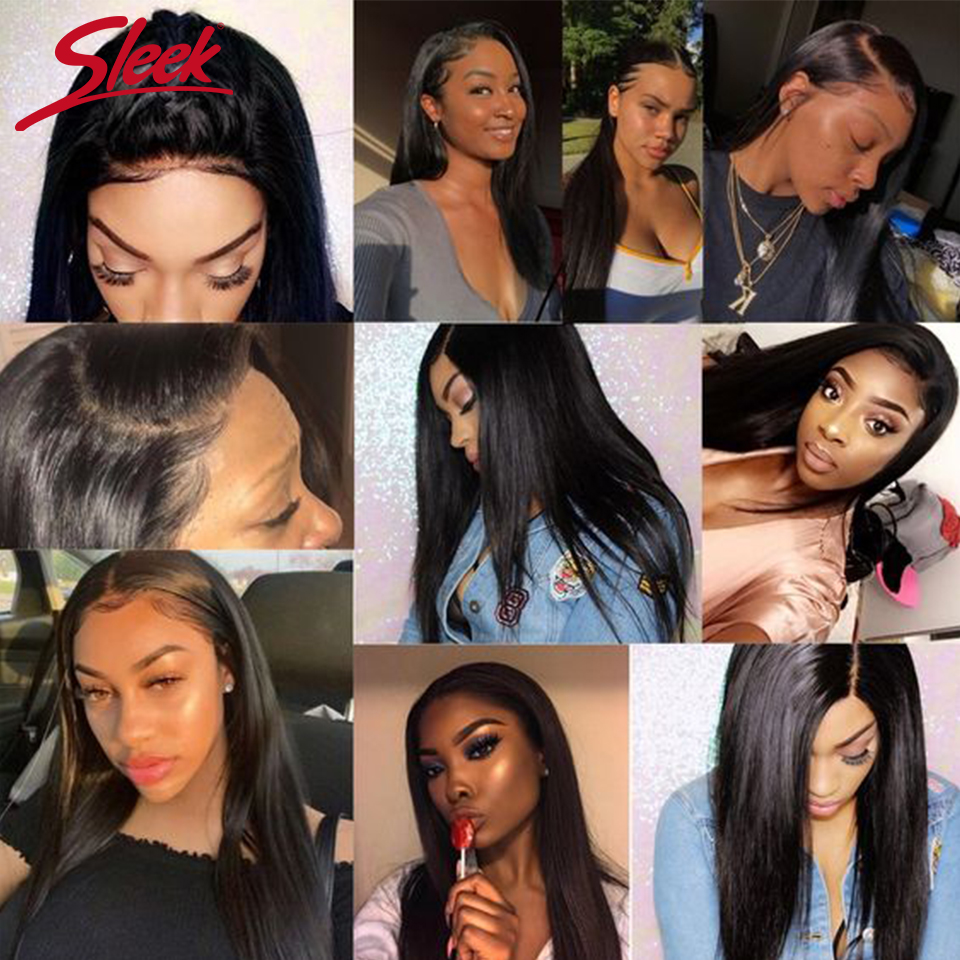 Sleek Brazilian Straight Hair Bundles With Closure Natural Color Hair Weave Remy Human Hair 3 Bundles With 2x4 Lace Closure 31e92