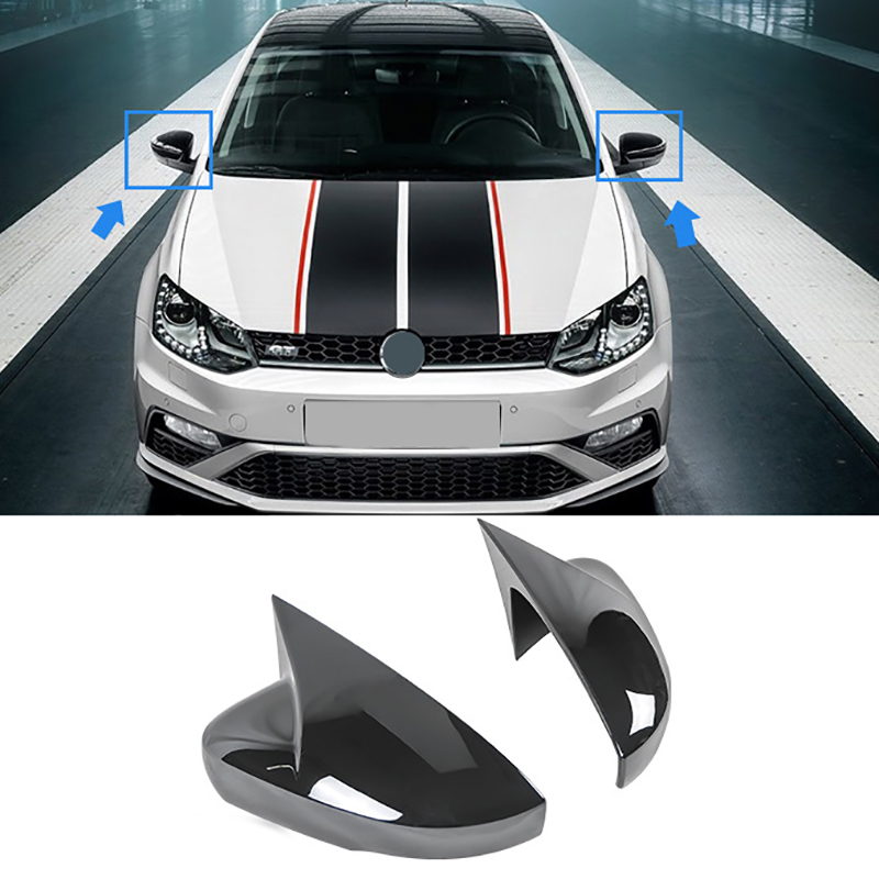 Car Side Rearview Wing Mirror Cover Caps Shell Trim OX Horn Style For VW Polo 5 6R 6C 2009-2017 Accessories 43935