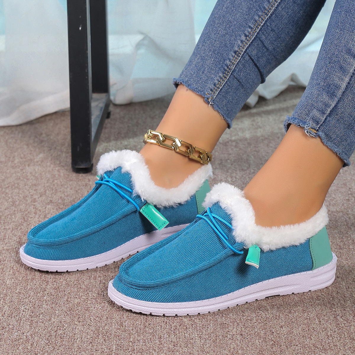 plus size 2024 winter new item european and american lace up woolen mouth snow boots for women with plush insulation plus plus plus size cotton shoes 