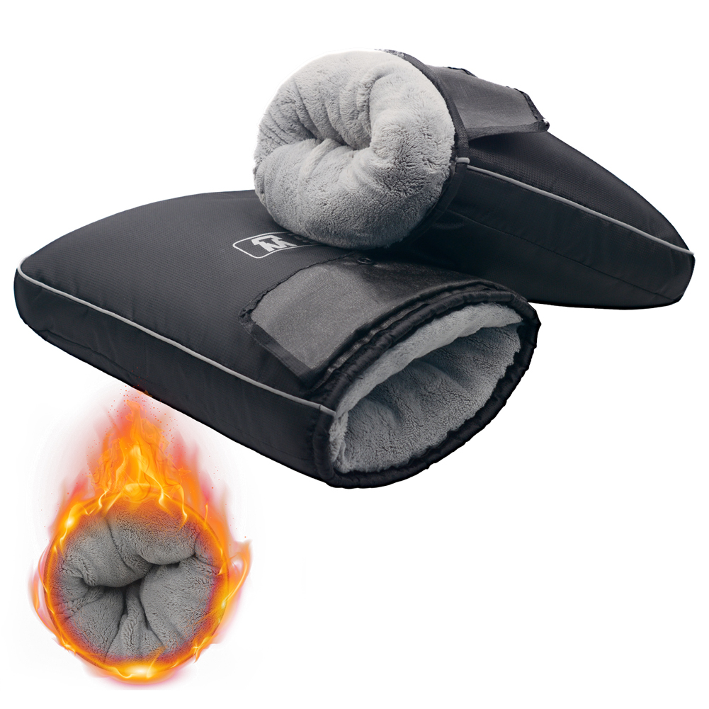 Motorcycle Heated Gloves Winter Handlebar Muffs Thick Warm Scooter Handle Grip Bar Cover Rainproof Protective Thermal Gloves S25118