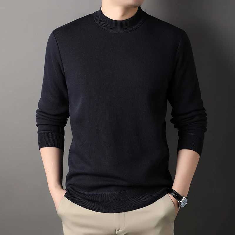 Classic round neck sweater mens knitted zipper winter mens turtle neck sweater casual slim fit top warm fitness knit W2411111