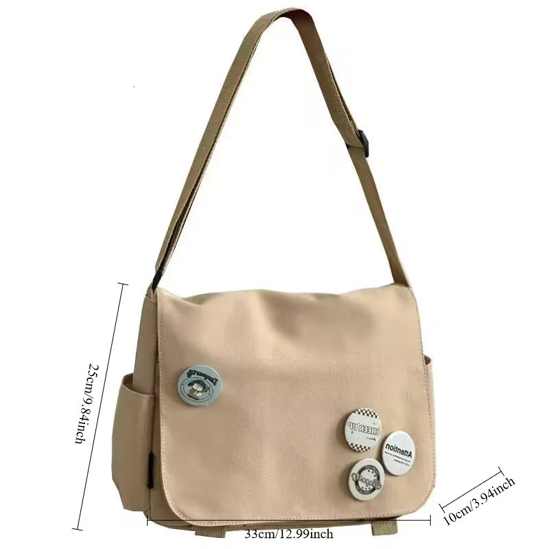 Japanese Casual Nylon Bag Women Simple Messenger Collage Student School Book Bags Big Crossbody For Bolso Mujer 241111