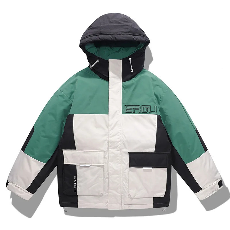 Mens Winter Puffer Jacket Thicken Winter Coat Warm Outwear Hood Patchwork Color Coat Plus Size 4XL Down Jacket Mans Winter 241111