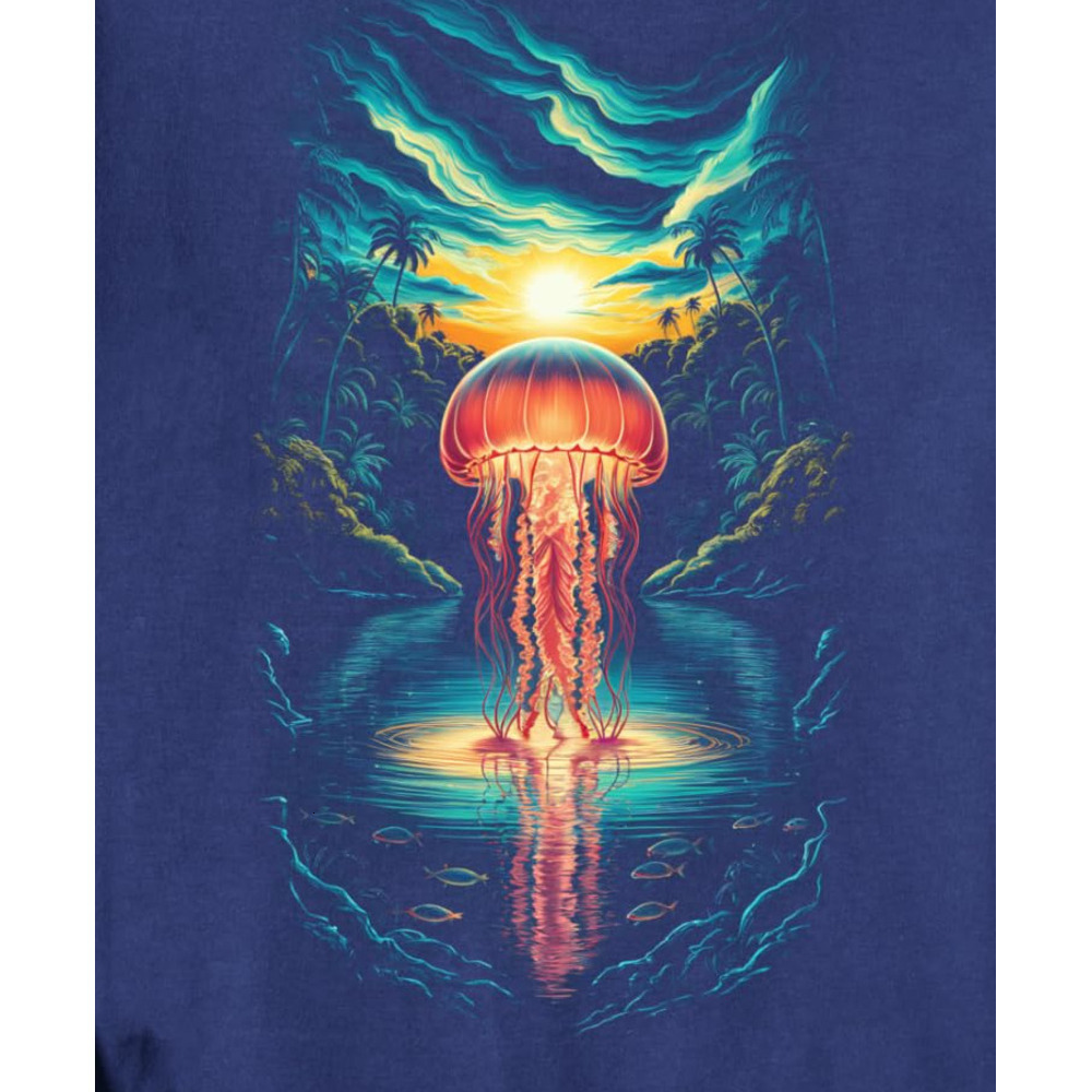 Long Sleeve Shirts for Men sweatshirt Jellyfish Sunset Palm Tree Ocean Beach Graphic Tees Sweatshirt T shirt Tee Streetwear Casual tops clothes
