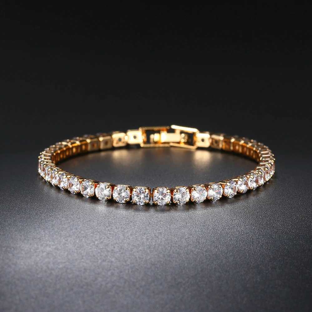 Hip hop tennis bracelet Homme d Out 3/4/5mm cubic zirconia mens crystal chain on hand Hip hop streetwear jewelry mens H086 W241111