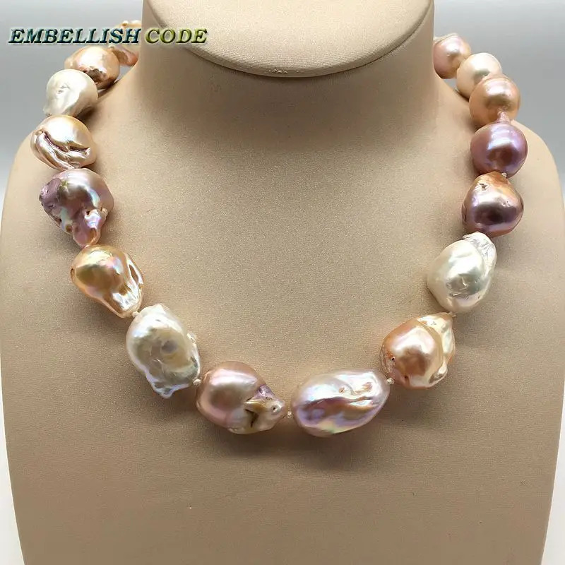 Amazing sales mixed colors large size organization nuclear flame ball shape Baroque statement necklace 100% natural pearls 241112
