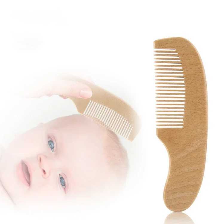 Portable baby wooden brush natural soft wool comb head care soft massage brush baby hair comb used for newborn bath products W241112