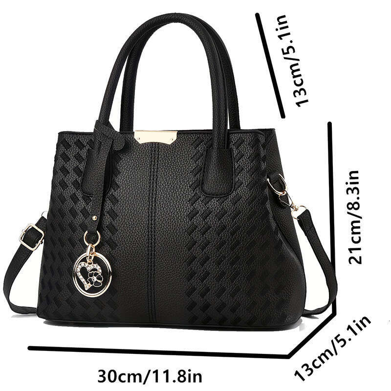 New European and American foreign trade women's embroidery lychee pattern fashion handbag shoulder oblique span bag