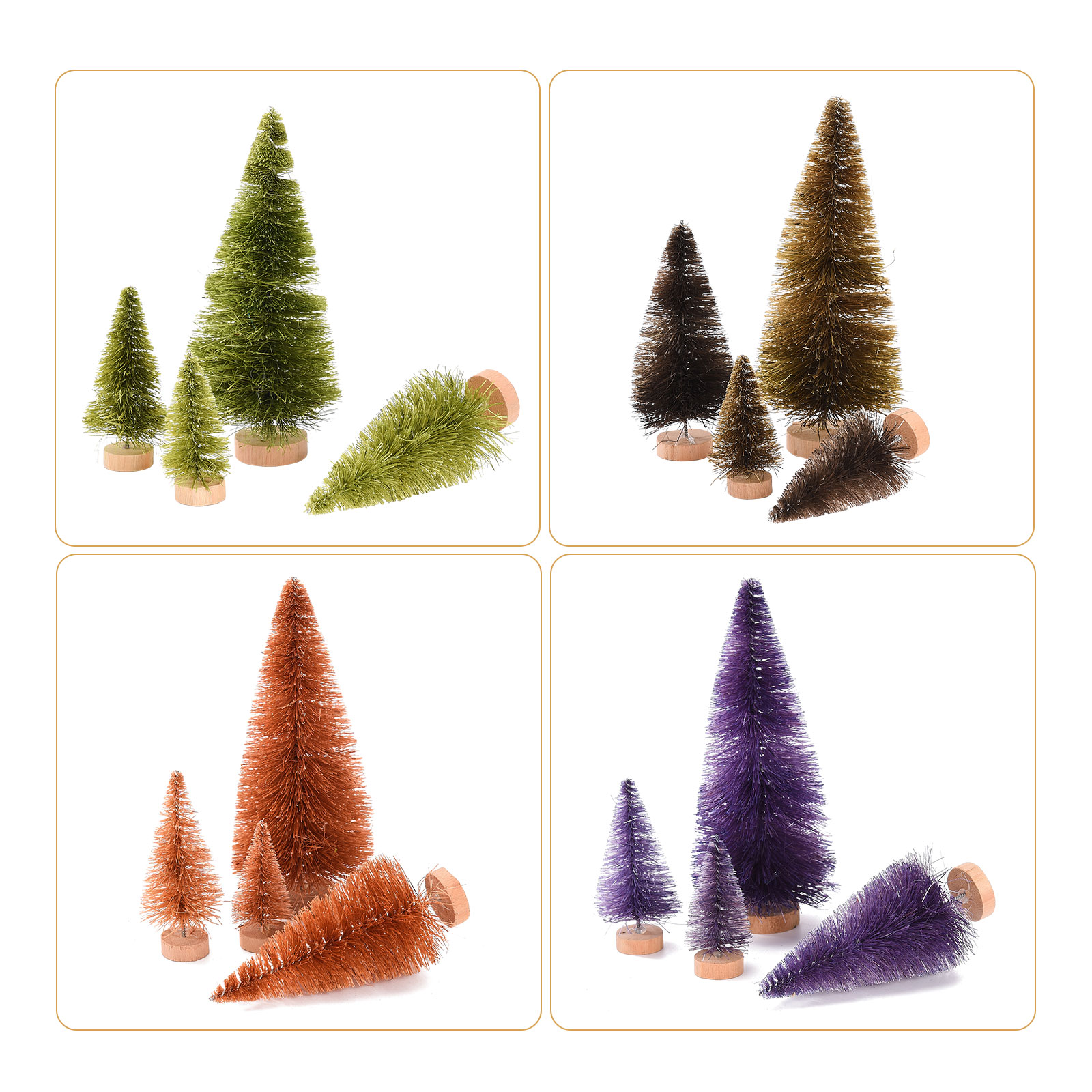 Miniature Christmas Trees Wooden Bases Design pcs Sisal Silk Wood Winter Crafts Ornaments Beautiful DIY Craft Home Decor 5