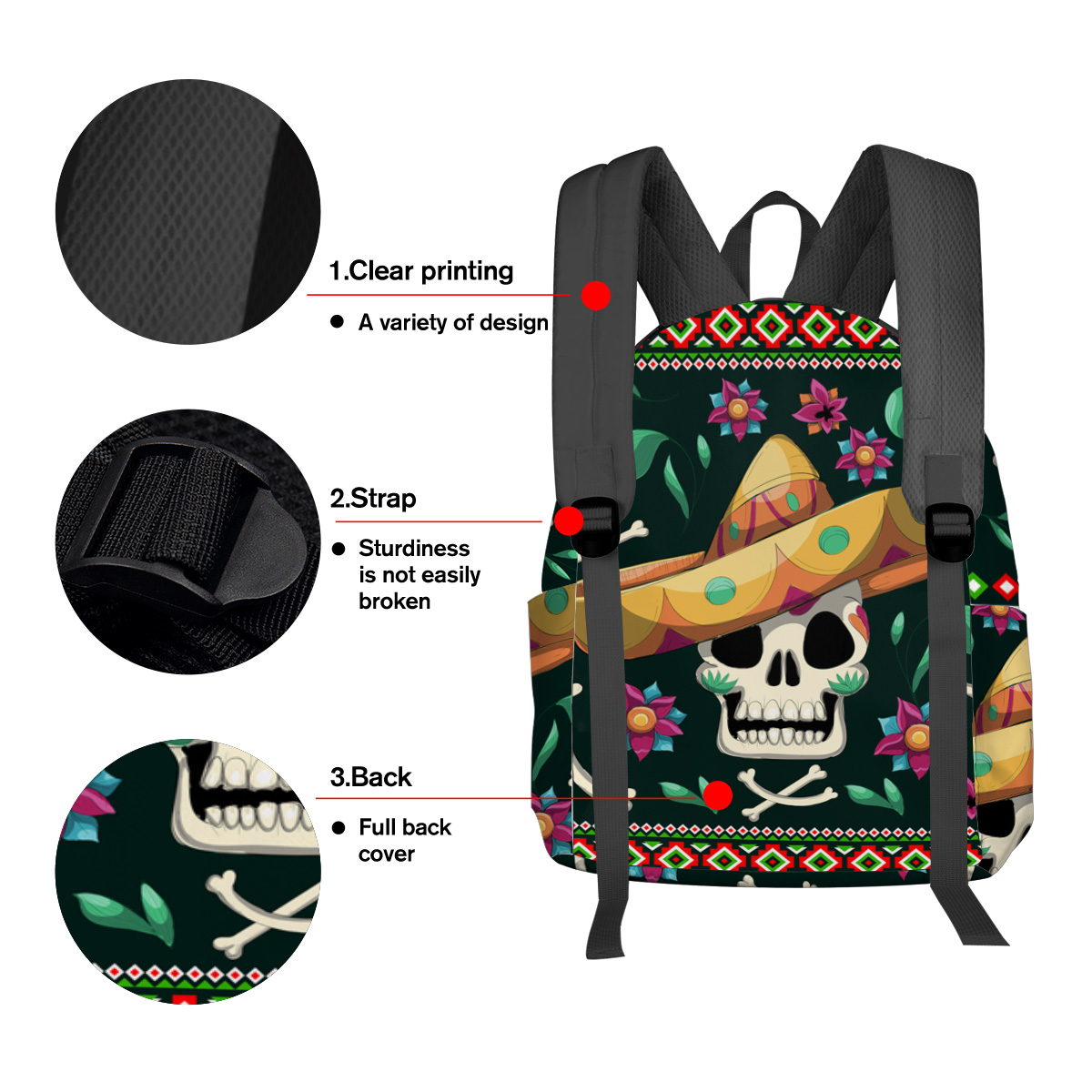 Mexico Skull Straw Hat Colorful Large Capacity Bookbag Travel Backpacks Schoolbag For Teenager Women Laptop Bags Rucksack 243b1 bb282