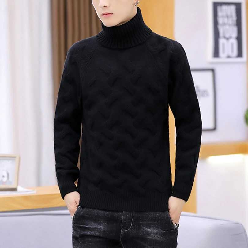Casual white turtle neck mens winter sweater mens solid pull mens turtle neck M-2XL 2023 autumn new arrival W2411111