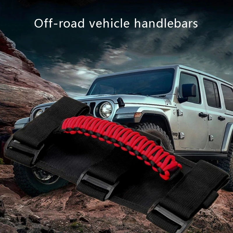 652F Roll Bar Grab Handle Straps Wheel Car Roof Trolley Inner Handles Straps Accessories Compatible with Jeep-Wrangler Grip