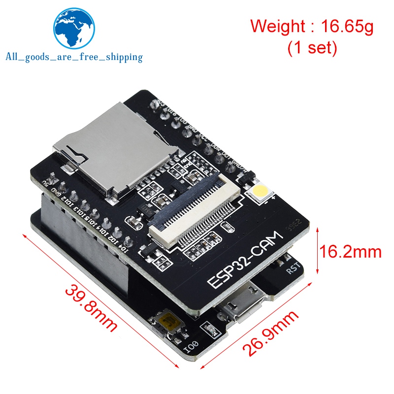TZT ESP32-CAM-MB WIFI ESP32 CAM Bluetooth Development Board with OV2640 Camera MICRO USB to Serial Port CH340G Nodemcu
