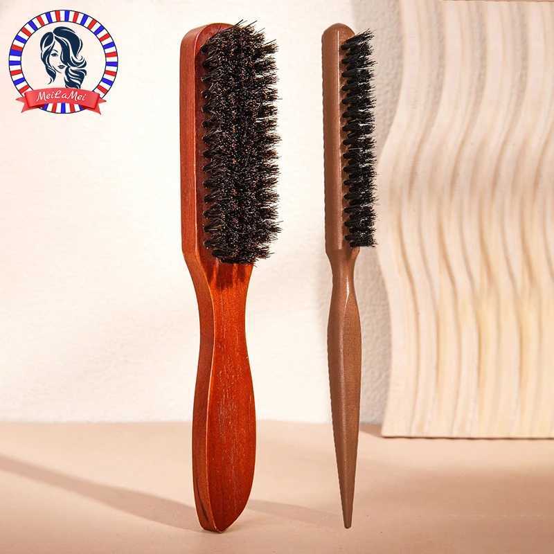 2 high-quality brushes with wooden handles to reduce curling and static scalp massage brush set suitable for all hair types W241112