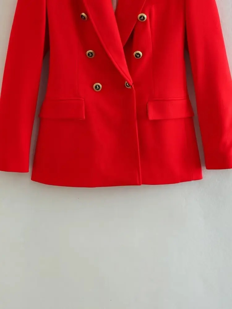 TRAF Red Tail Womens Jacket Double Chest Jacket Womens Long Sleeve Office Set Womens Jacket 241111