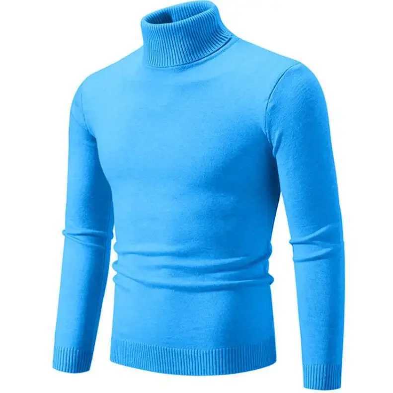 Mens high neck sweater solid color latte art autumn and winter turtle neck warm bottom shirt casual wool sweater 5XL-M W2411111