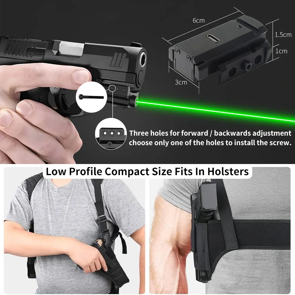 Tactical Green/Blue/Red 532nm Laser Dot Sight for 20mm Picatinny/Weaver Gun Rail for Pistol/Shotgun/Rifle Hunting Rechargeable