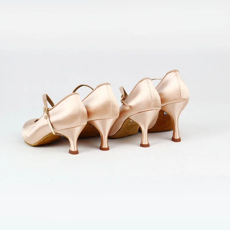 BD dance shoes womens standard shoes 138 Classic fresh brown satin high heels womens ballroom dance shoes soft sole modern dance 241111