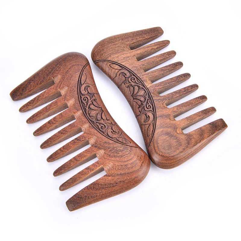 Meridian Comb Portable Scalp Massage Wide Toothed Solid Wood Comb Natural Ebony Anti Static Massage Comb W241112
