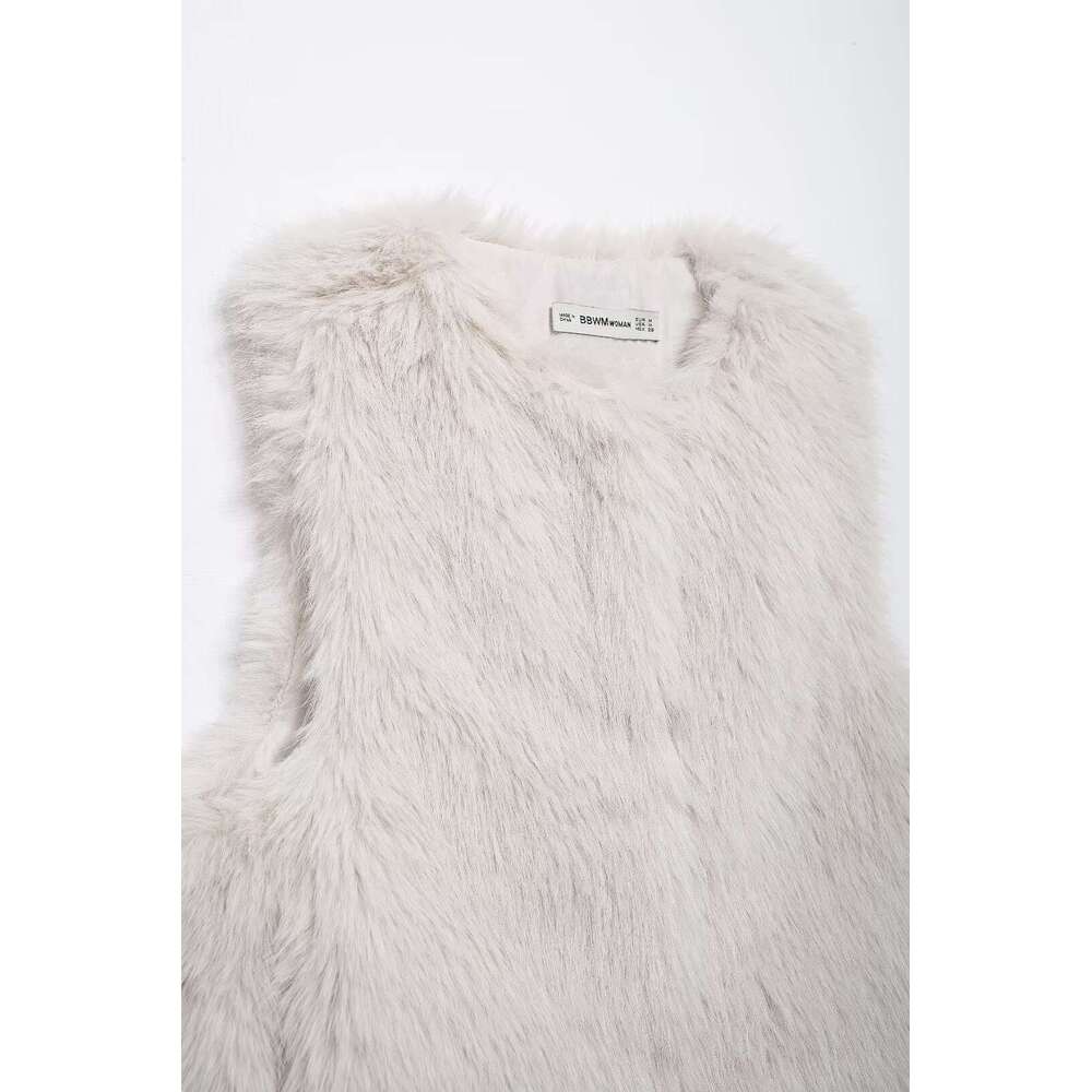 shanshi fur coat women Wind faux effect vest imitation mink fur coat loose and slimming versatile socialite temperament
