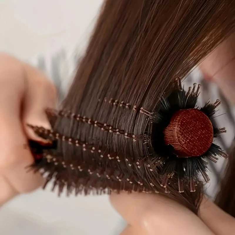 No.3 straight diagonal hair comb natural pig mane curly hair brush round bucket hair dryer DIY styling tool for curly hair W241112