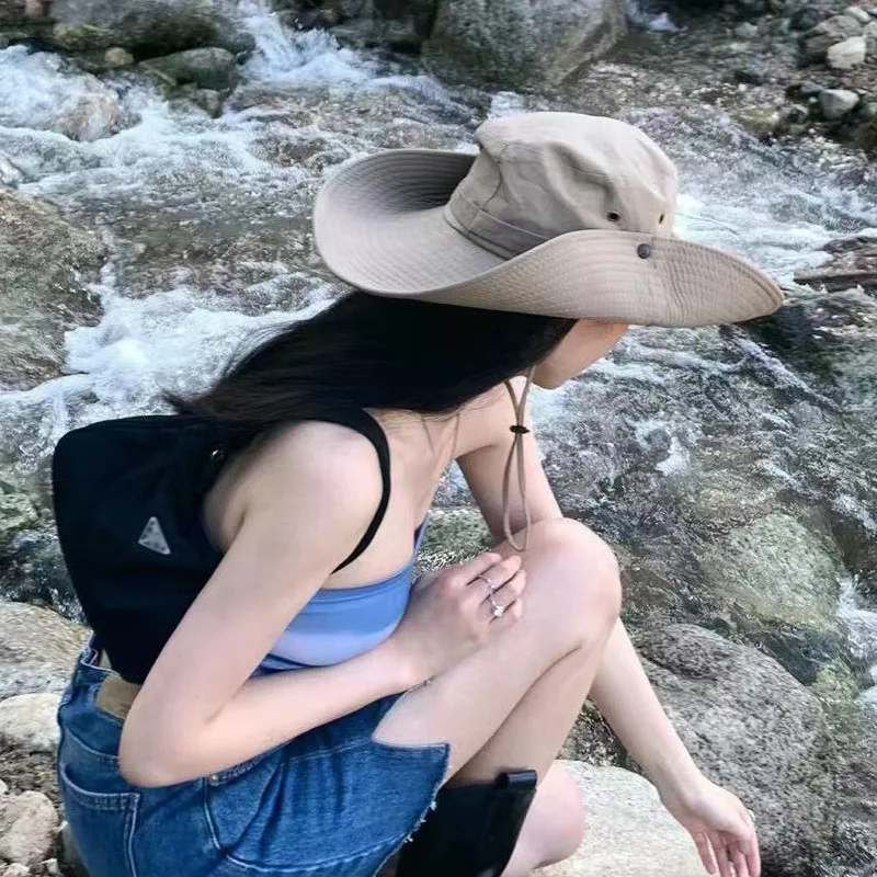 Western Cowboy Hat Female Summer Big Brim Cap Japanese Fisherman Hat Sunscreen Outdoor Beach Tourism Mountaineering Hats Male 99a65 5 f7716