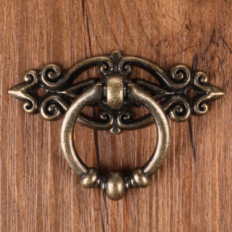 Retro Zinc Alloy Kitchen Drawer Cabinet Door Handle Furniture Knobs Hardware Cupboard Antique Pull Handles Bronze Tone + Screw