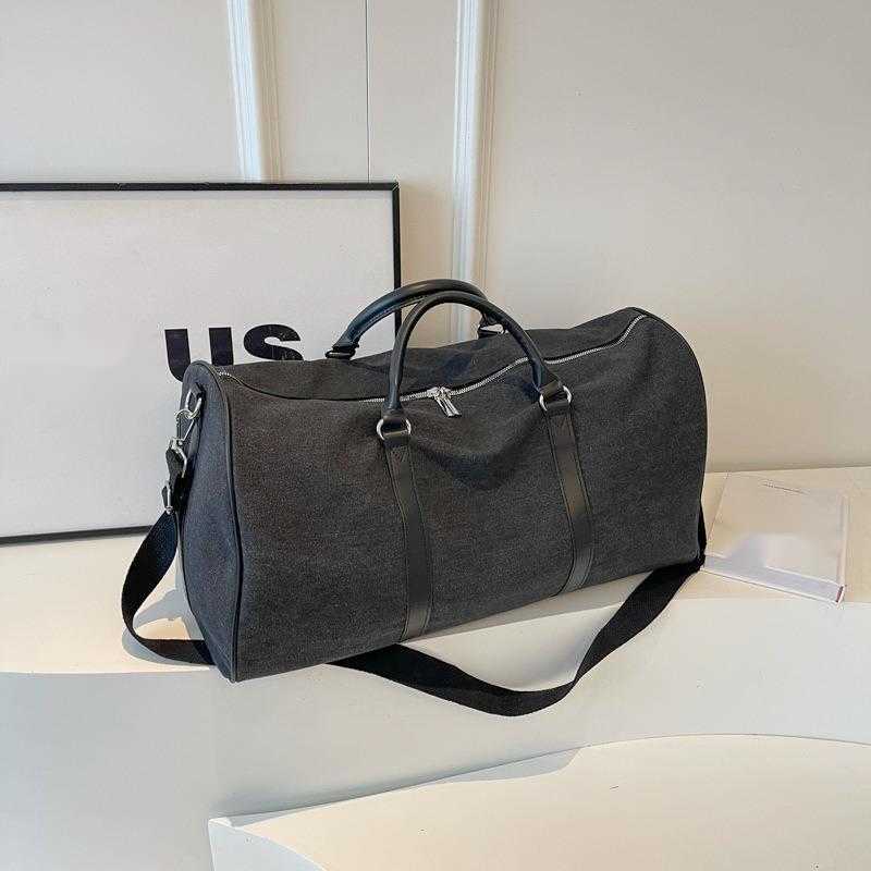 Short Distance Large Capacity Solid Color Canvas Portable Travel Bag for Women Lightweight Travel Boarding Bag for Men Outdoor Fitness Bag
