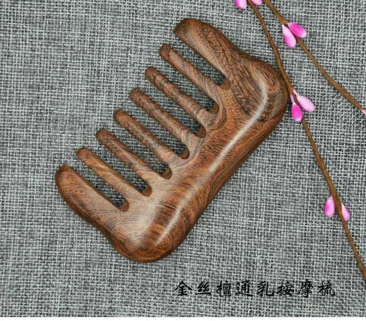Natural ebony massage breast cleaning scraping sandalwood comb wide tooth health comb W241112